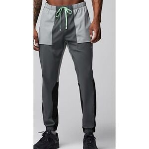 Fabletics The One Jogger Men's Sz Large Gray Color block Athletic Casual Pull On